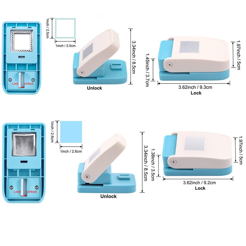 BAOFALI 2Pcs/Set Stamp Puncher 1 Inch Square Hole Punch & 1 Inch Square Postage Stamps Punches Lever Action Paper Punches for Crafting Scrapbooking DIY Card Making Arts Crafts Supplies - Image 3